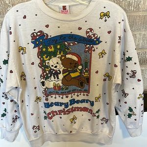 Holiday Time Christmas sweatshirt, Joy To The World, M, polyester/cotton